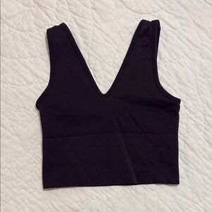 Black V-Neck Crop Top